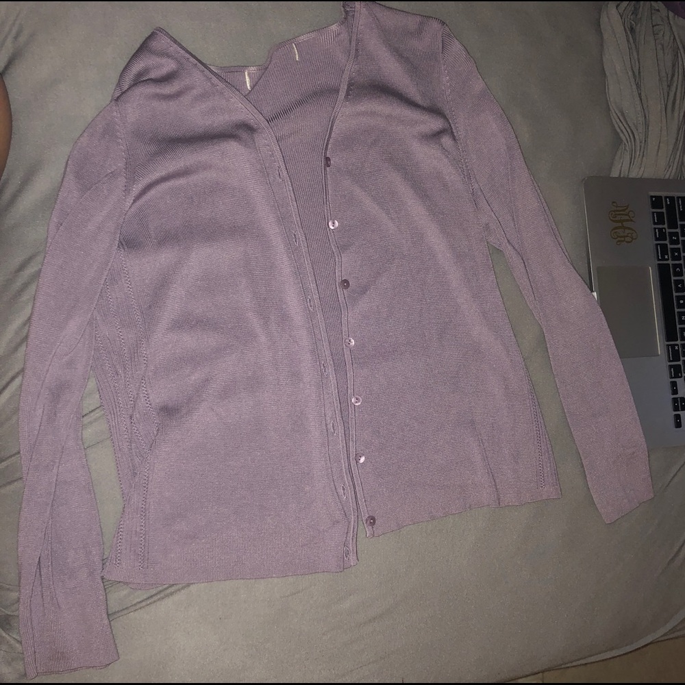 light purple cardigan sweater